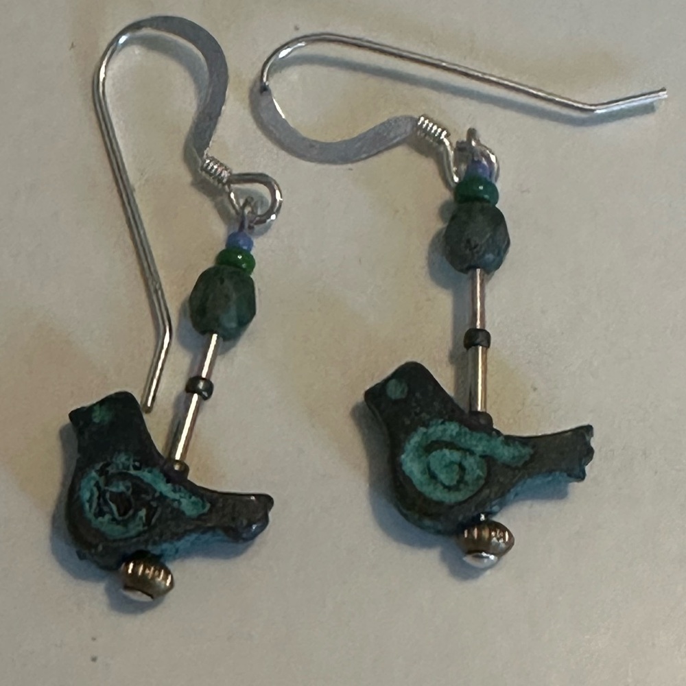 Handcrafted Sterling Silver Bird Earrings